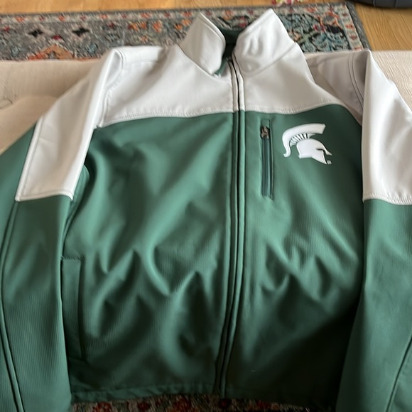 Michigan State Spartans 58 SPORTS Soft Shell Full Zip Green Jacket (Large)(Used) - Picture 2 of 5